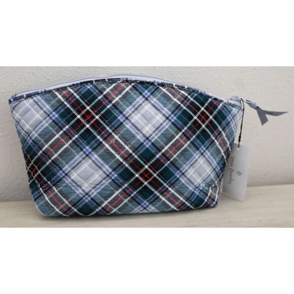 Vera Bradley 27582-17867 Womens Snowy Plaid Cotton Grand Travel Cosmetic Bag - Picture 3 of 3